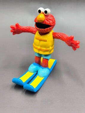Sesame Street Elmo Water Skiing PVC Figure, 1980s Applause Beach Series